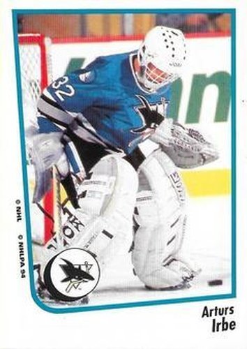 #225 Arturs Irbe - San Jose Sharks - 1994-95 Panini Hockey Stickers