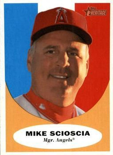 #225 Mike Scioscia - Los Angeles Angels - 2010 Topps Heritage Baseball