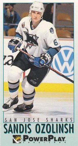 #225 Sandis Ozolinsh - San Jose Sharks - 1993-94 Fleer PowerPlay Hockey