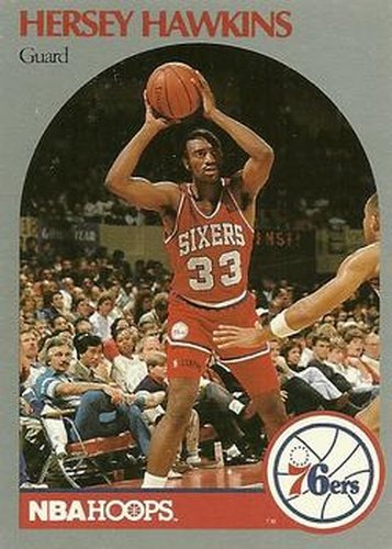 #229 Hersey Hawkins - Philadelphia 76ers - 1990-91 Hoops Basketball