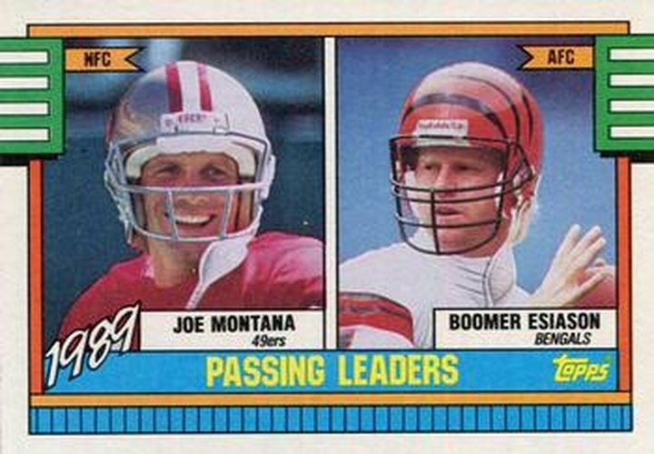 #229 Joe Montana / Boomer Esiason - San Francisco 49ers / Cincinnati Bengals - 1990 Topps Football