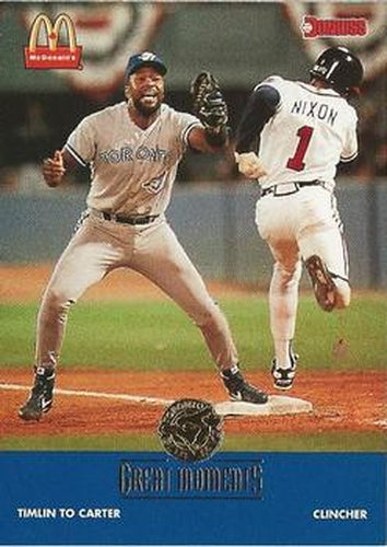 #22 1992-WS Clincher Joe Carter - Toronto Blue Jays - 1993 Donruss McDonald's Toronto Blue Jays Great Moments Baseball