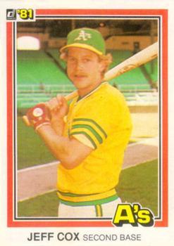 #230 Jeff Cox - Oakland Athletics - 1981 Donruss Baseball