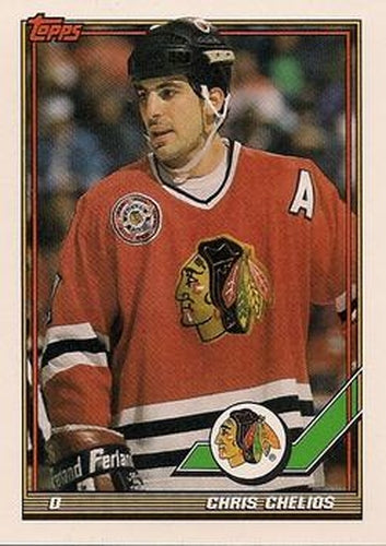 #233 Chris Chelios - Chicago Blackhawks - 1991-92 Topps Hockey