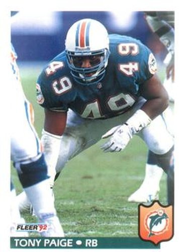 #233 Tony Paige - Miami Dolphins - 1992 Fleer Football