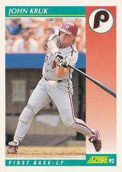 #235 John Kruk - Philadelphia Phillies - 1992 Score Baseball