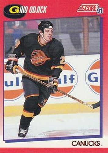 #237 Gino Odjick - Vancouver Canucks - 1991-92 Score Canadian Bilingual Hockey