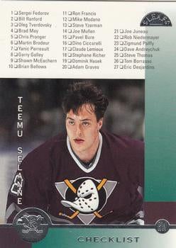 #238 Teemu Selanne - Anaheim Mighty Ducks - 1996-97 Leaf Hockey