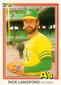 #238 Rick Langford - Oakland Athletics - 1981 Donruss Baseball