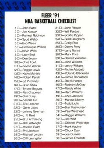 #239 Checklist 1-120 - 1991-92 Fleer Basketball
