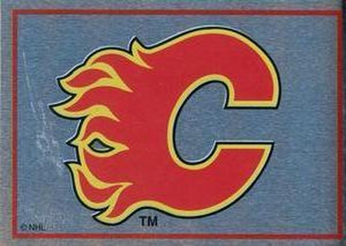 #240 Calgary Flames Logo - Calgary Flames - 1995-96 Panini Hockey Stickers
