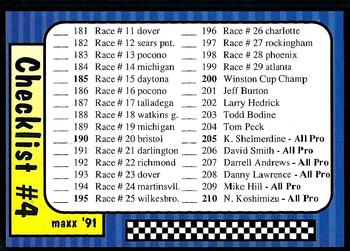 #240 Checklist 181-240 - 1991 Maxx Racing