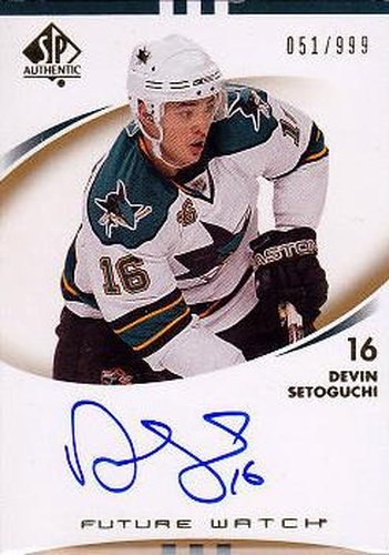 #241 Devin Setoguchi - San Jose Sharks - 2007-08 SP Authentic Hockey
