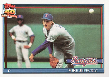 #244 Mike Jeffcoat - Texas Rangers - 1991 Topps Baseball