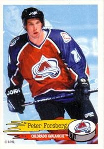 #244 Peter Forsberg - Colorado Avalanche - 1995-96 Panini Hockey Stickers