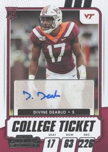 #249 Divine Deablo - Virginia Tech Hokies - 2021 Panini Contenders Draft Picks Football