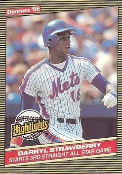 #24 Darryl Strawberry - New York Mets - 1986 Donruss Highlights Baseball