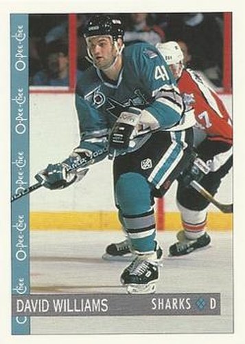 #250 David Williams - San Jose Sharks - 1992-93 O-Pee-Chee Hockey