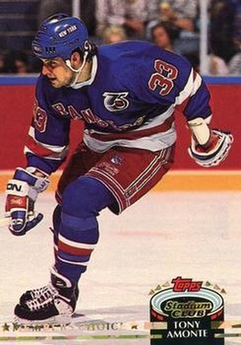 #250 Tony Amonte - New York Rangers - 1992-93 Stadium Club Hockey