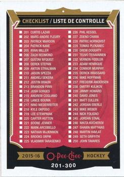 #251 Checklist: 201-300 - 2015-16 O-Pee-Chee Hockey