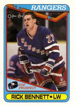#252 Rick Bennett - New York Rangers - 1990-91 O-Pee-Chee Hockey