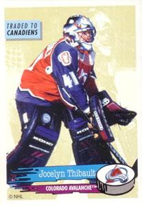 #254 Jocelyn Thibault - Colorado Avalanche - 1995-96 Panini Hockey Stickers