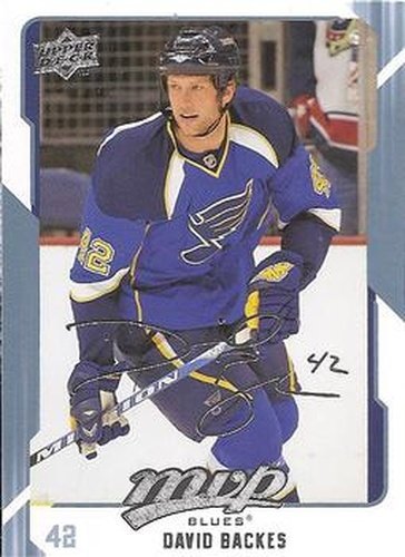 #254 David Backes - St. Louis Blues - 2008-09 Upper Deck MVP Hockey