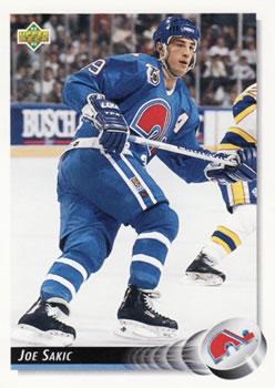 #255 Joe Sakic - Quebec Nordiques - 1992-93 Upper Deck Hockey