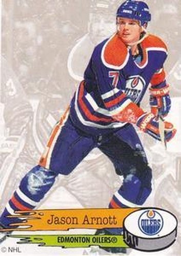 #255 Jason Arnott - Edmonton Oilers - 1995-96 Panini Hockey Stickers