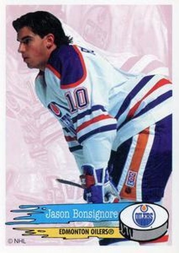 #256 Jason Bonsignore - Edmonton Oilers - 1995-96 Panini Hockey Stickers
