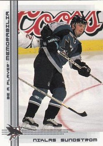 #256 Niklas Sundstrom - San Jose Sharks - 2000-01 Be a Player Memorabilia Hockey
