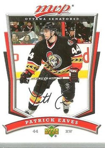 #256 Patrick Eaves - Ottawa Senators - 2007-08 Upper Deck MVP Hockey