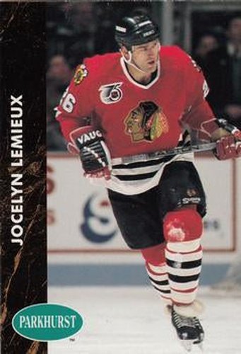 #256 Jocelyn Lemieux - Chicago Blackhawks - 1991-92 Parkhurst Hockey