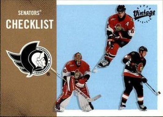 #258 Senators Checklist - Ottawa Senators - 2000-01 Upper Deck Vintage Hockey