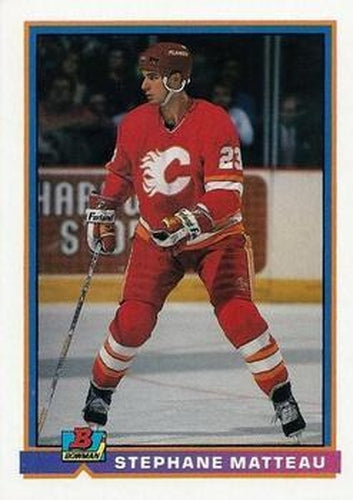 #258 Stephane Matteau - Calgary Flames - 1991-92 Bowman Hockey
