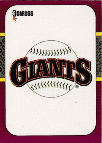 #258 Giants Logo - San Francisco Giants - 1987 Donruss Opening Day Baseball