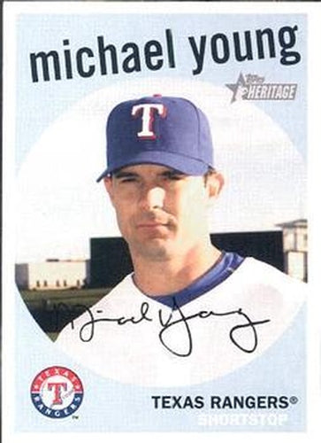 #259 Michael Young - Texas Rangers - 2008 Topps Heritage Baseball