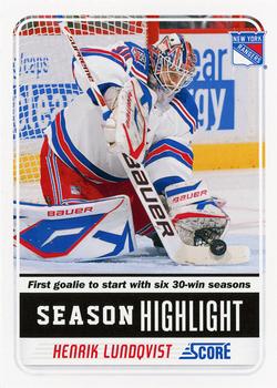 #25 Henrik Lundqvist - New York Rangers - 2011-12 Score Hockey