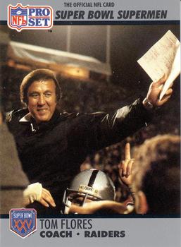 #25 Tom Flores - Oakland Raiders / Los Angeles Raiders - 1990-91 Pro Set Super Bowl XXV Silver Anniversary Football
