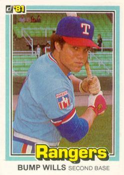 #25 Bump Wills - Texas Rangers - 1981 Donruss Baseball