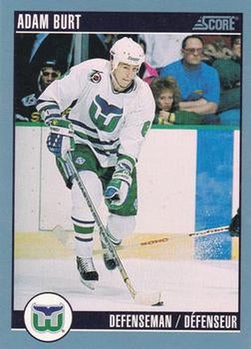 #261 Adam Burt - Hartford Whalers - 1992-93 Score Canadian Hockey