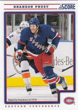 #262 Brandon Prust - Montreal Canadiens - 2012-13 Score Hockey