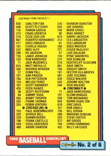 #264 Checklist 2 of 6 - 1992 O-Pee-Chee Baseball