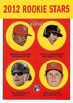 #265 Adron Chambers / Steve Lombardozzi / Tim Federowicz / Brad Peacock - St. Louis Cardinals / Washington Nationals / Los Angeles Dodgers / Washington Nationals - 2012 Topps Heritage Baseball