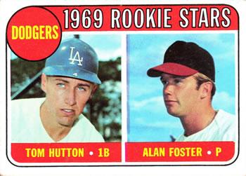 #266 Dodgers 1969 Rookie Stars Tom Hutton / Alan Foster - Los Angeles Dodgers - 1969 Topps Baseball