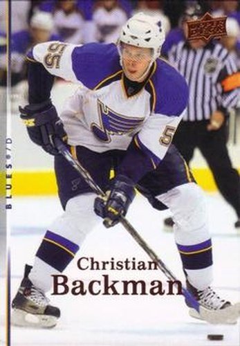 #266 Christian Backman - St. Louis Blues - 2007-08 Upper Deck Hockey