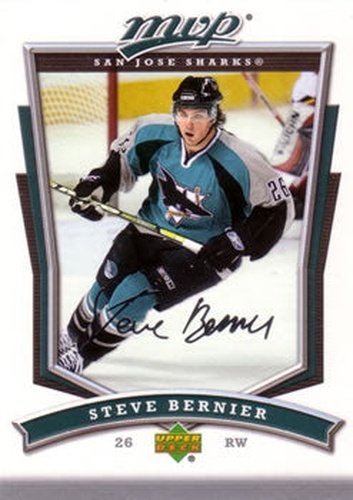 #267 Steve Bernier - San Jose Sharks - 2007-08 Upper Deck MVP Hockey