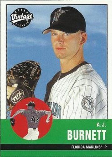 #267 A.J. Burnett - Florida Marlins - 2001 Upper Deck Vintage Baseball