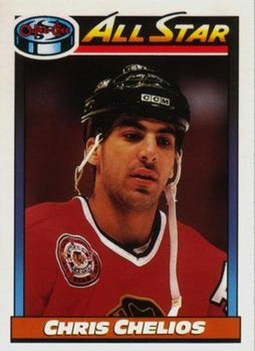 #268 Chris Chelios - Chicago Blackhawks - 1991-92 O-Pee-Chee Hockey