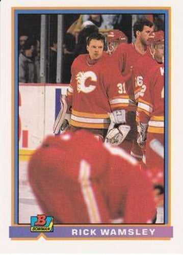 #268 Rick Wamsley - Calgary Flames - 1991-92 Bowman Hockey
